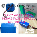 3.7V, 7.4V, 11.1V, 12V, 14.8V, 24V, 36V, 48V, 72V Li-ion 18650, Cilíndrico, Recargable, LiFePO4, Batería de Litio